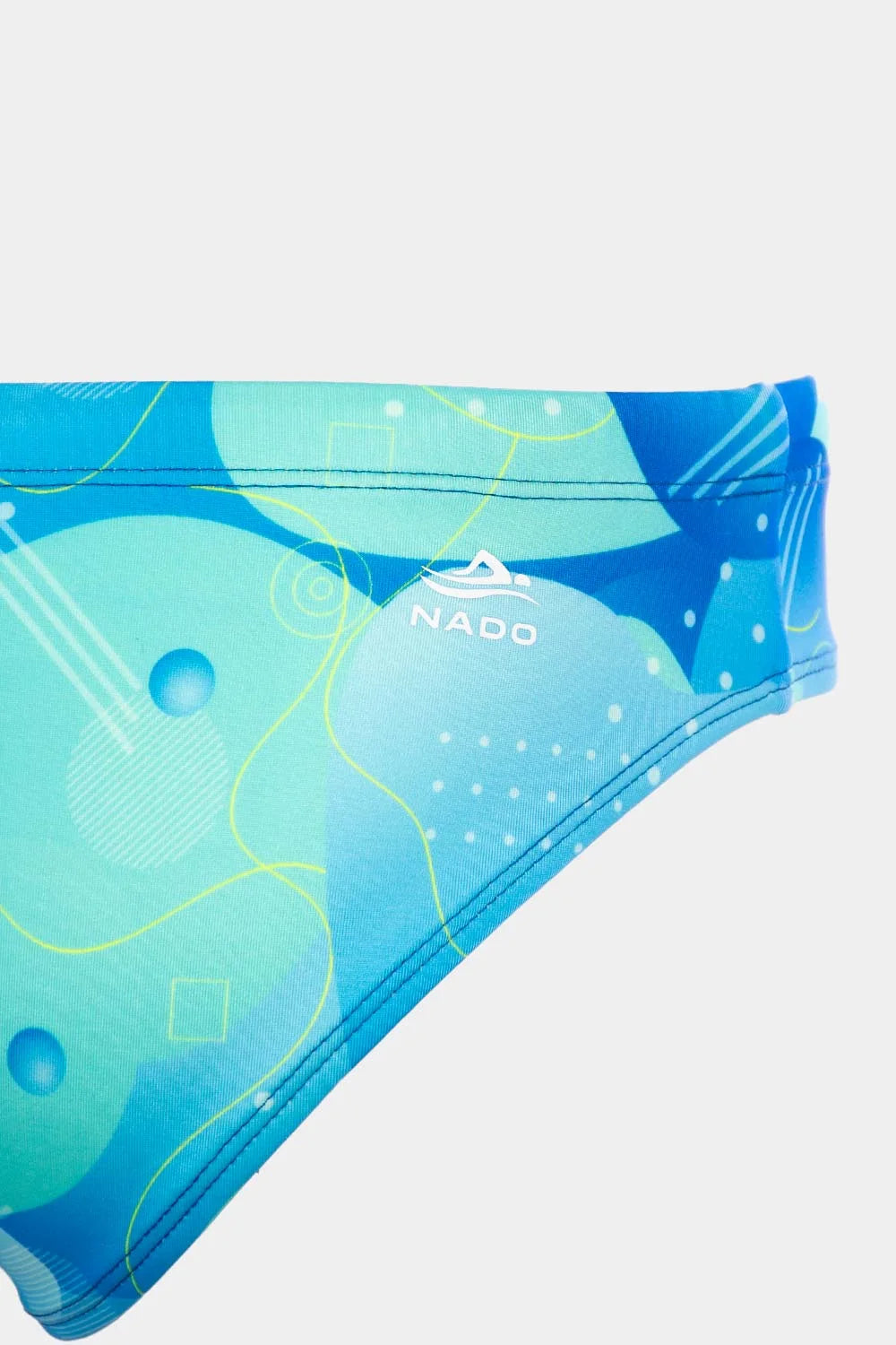 Women's crisscross bikini in bubble wave blue, fabric detail close-up – Bikini Uni