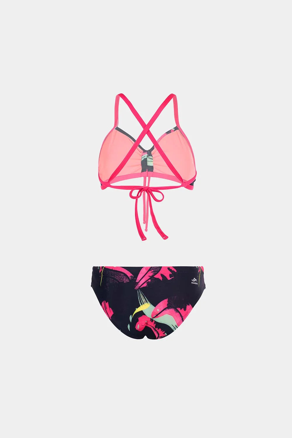 Women's crisscross bikini in pink magnetika print, back view – Bikini Uni