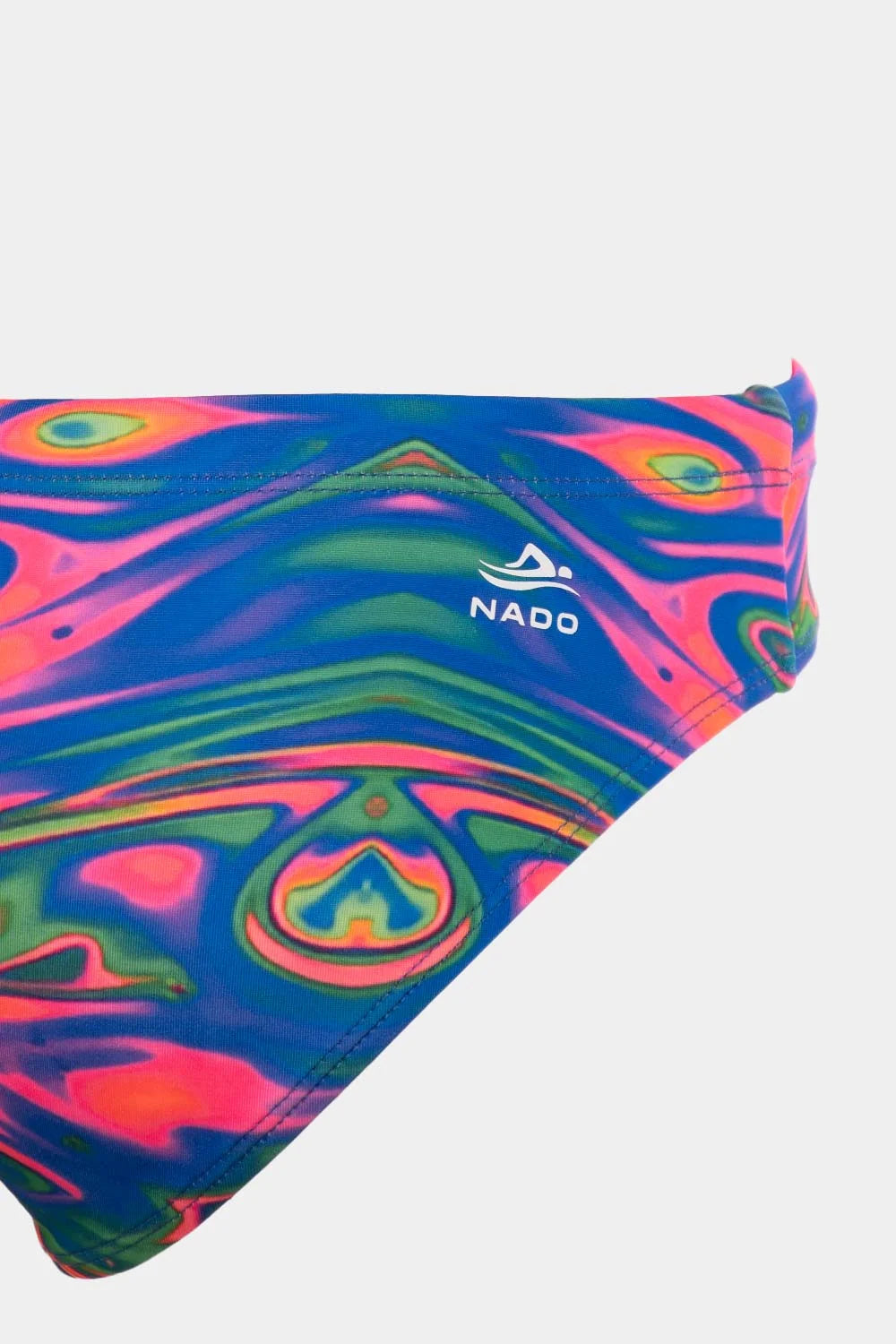Women's sport bikini in neon swirl print, fabric detail close-up – Bikini Uni