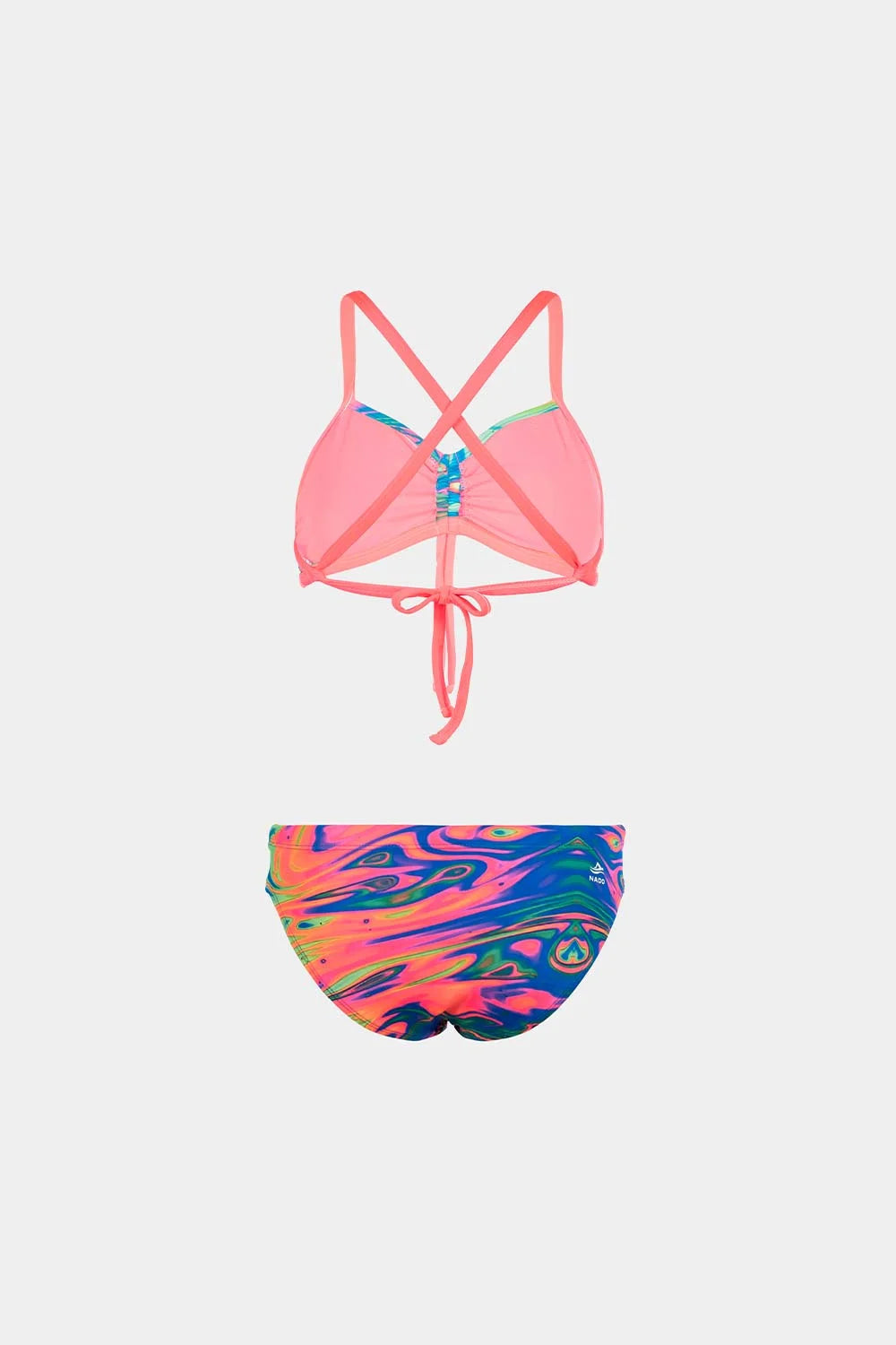 Women's crisscross bikini in neon wave swirl print, back view – Bikini Uni