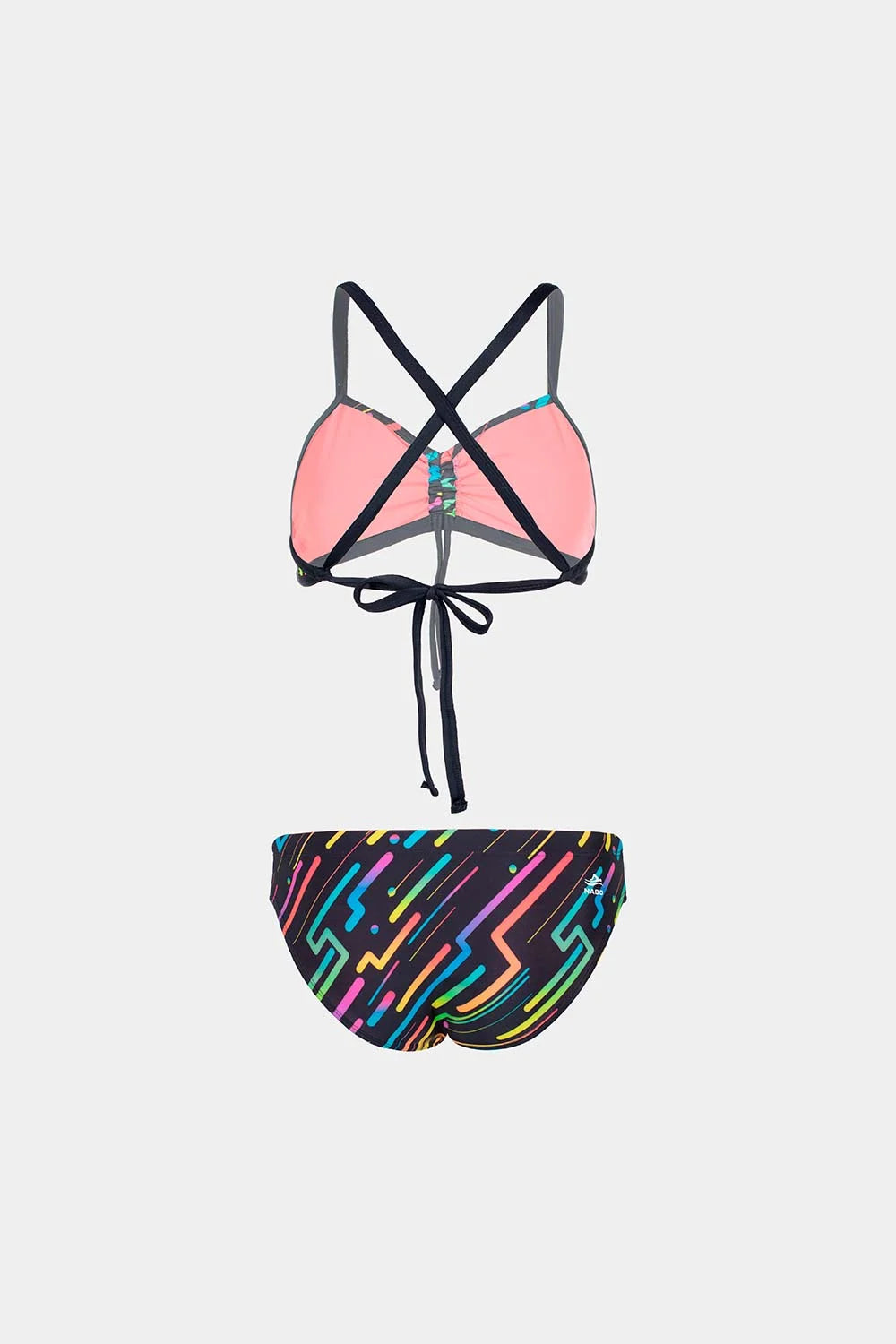 Women's crisscross bikini in pink splash print, back view – Bikini Uni