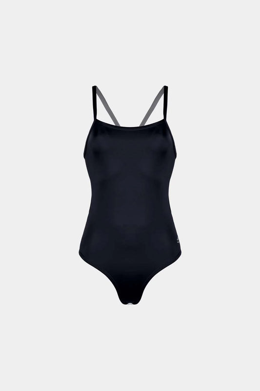 Double Strip One-Piece Swimsuit by Bikini Uni - ENTERO DOBLE TIRA ESENCIAL NEGRO FRENTE