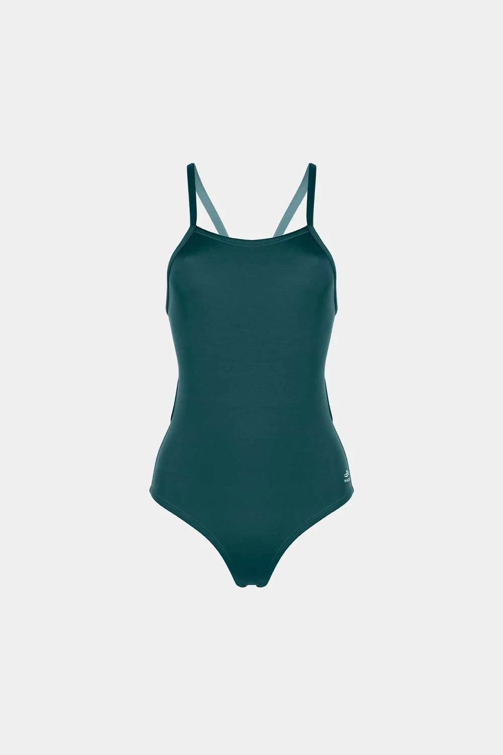Double Strip One-Piece Swimsuit by Bikini Uni - ENTERO DOBLE TIRA ESENCIAL VERDE OSCURO FRENTE