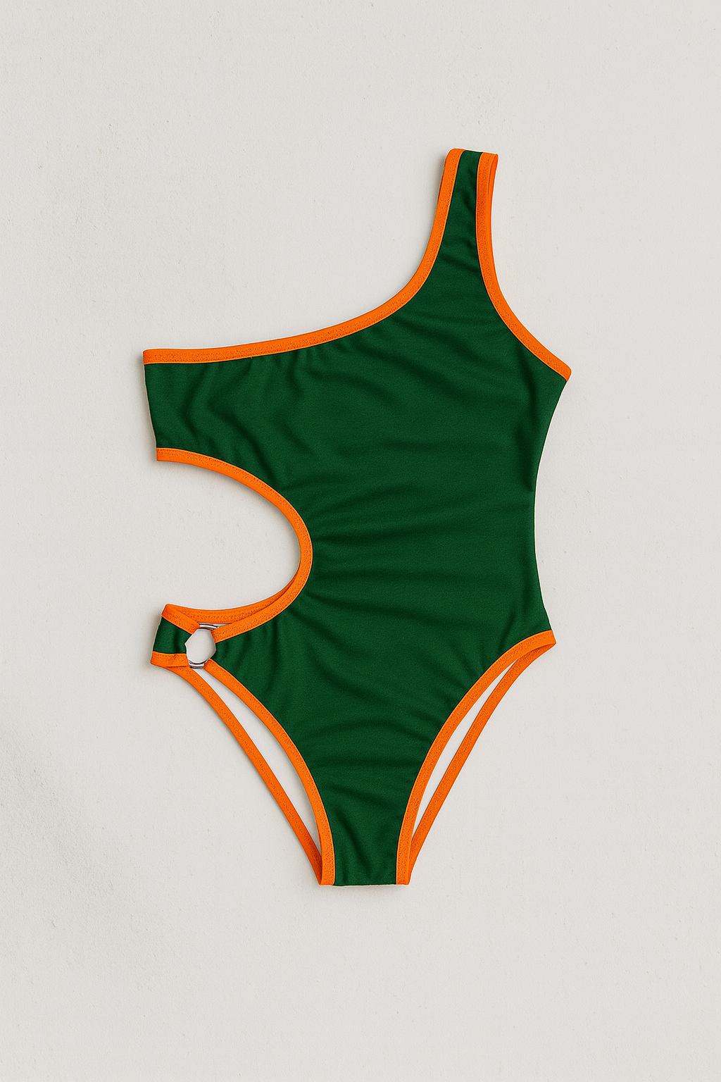 Boomerang one-piece swimsuit in coral pink, back view – Bikini Uni