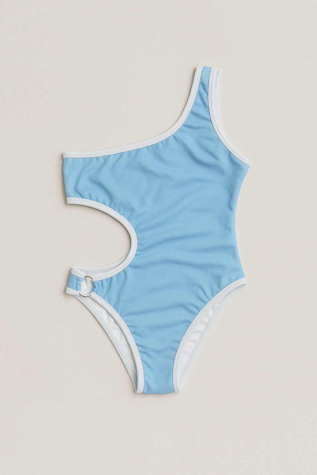 Boomerang one-piece swimsuit in coral pink, front view – Bikini Uni