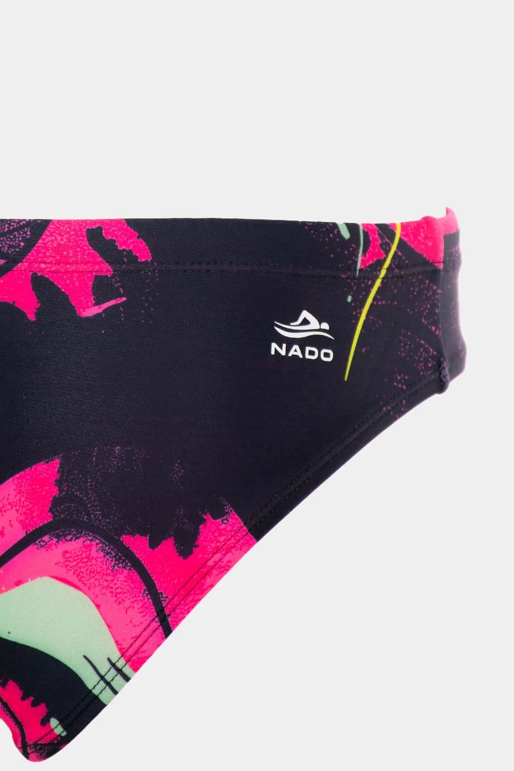 Women's sport bikini bottom in dark floral pink and black, close-up – Bikini Uni